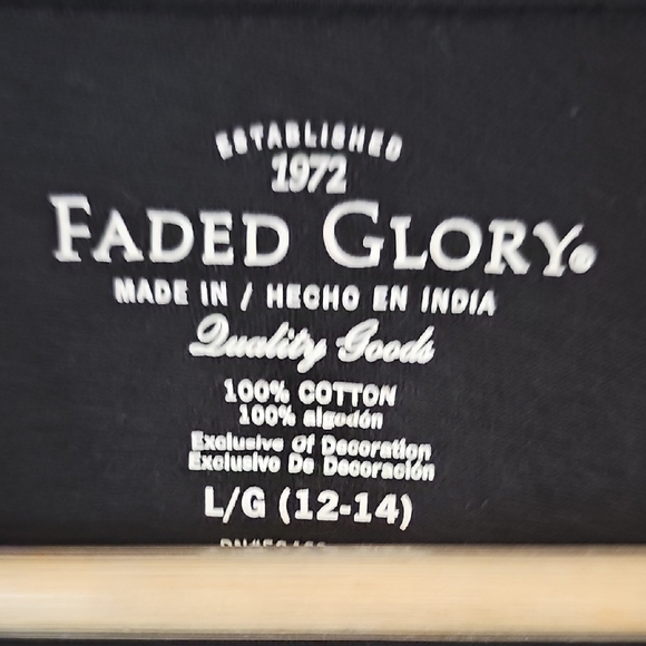 Faded Glory Black Long Sleeve Top with Embroidered Trim - Picture 2 of 4